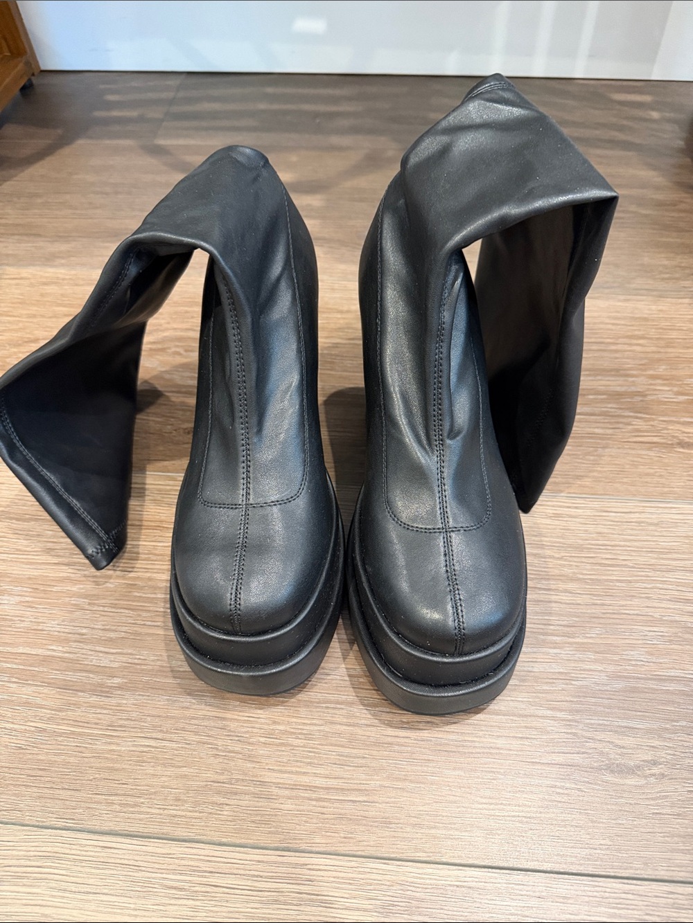 Steve Madden Black Platform Slip-On Boots
